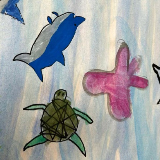 Illustrationer af havdyr i havet